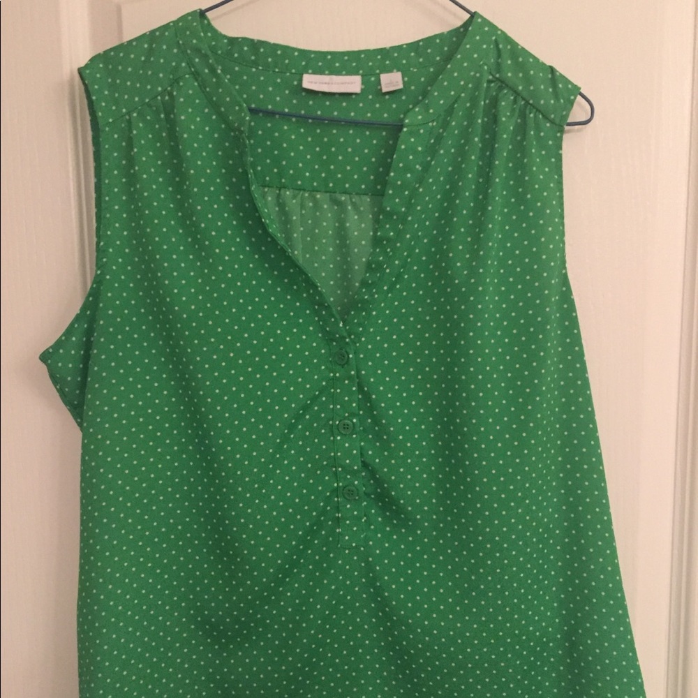 New York & Co - green polka dot top